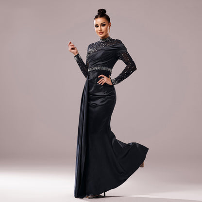 Long Sleeve Slim-fit Sheath Pearl Banquet Fishtail Evening Dress Grayceful LLC