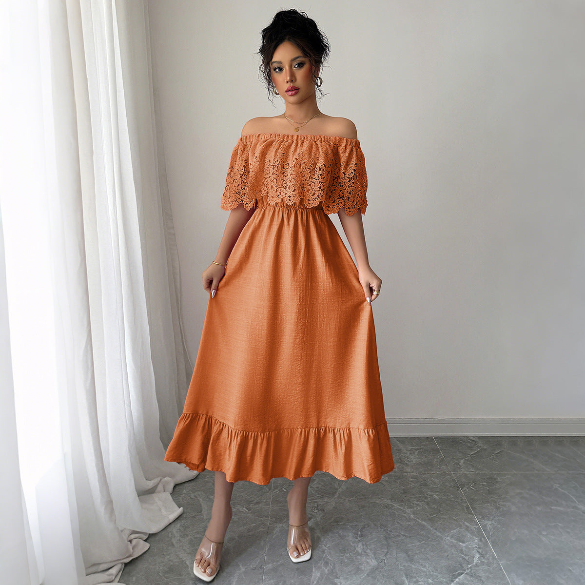 Elegant Style Off-shoulder A- Line Dress Grayceful LLC