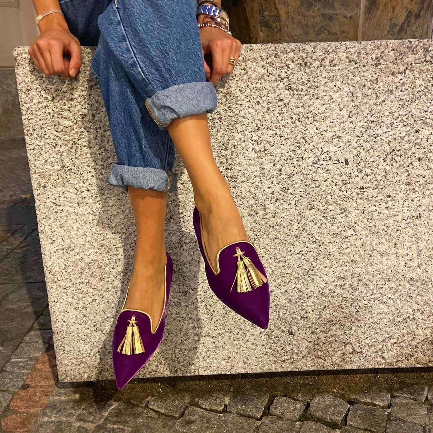 Women's Suede Pointed Toe Tassel Flats – Shallow Mouth Low Heel Casual Shoes FitiqueFit