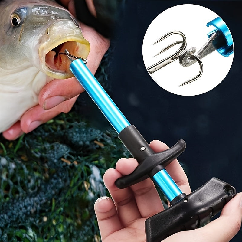1pc T-Shaped Fish Hook Remover - Aluminum Alloy Fishing Tool with Ergonomic Handle & Blue Handle for Efficient Hook Separation, Ideal for Holiday Gifts (Father'S Day, Christmas, Thanksgiving), Fishing Accessory, Sleek Metalli NovaCart
