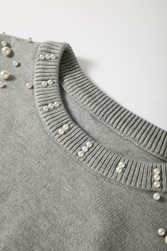 Solid Pearl Drop Shoulder Round Neck Sweater Shop Style & More | Fresh Looks, Everyday Deals & Free Shipping