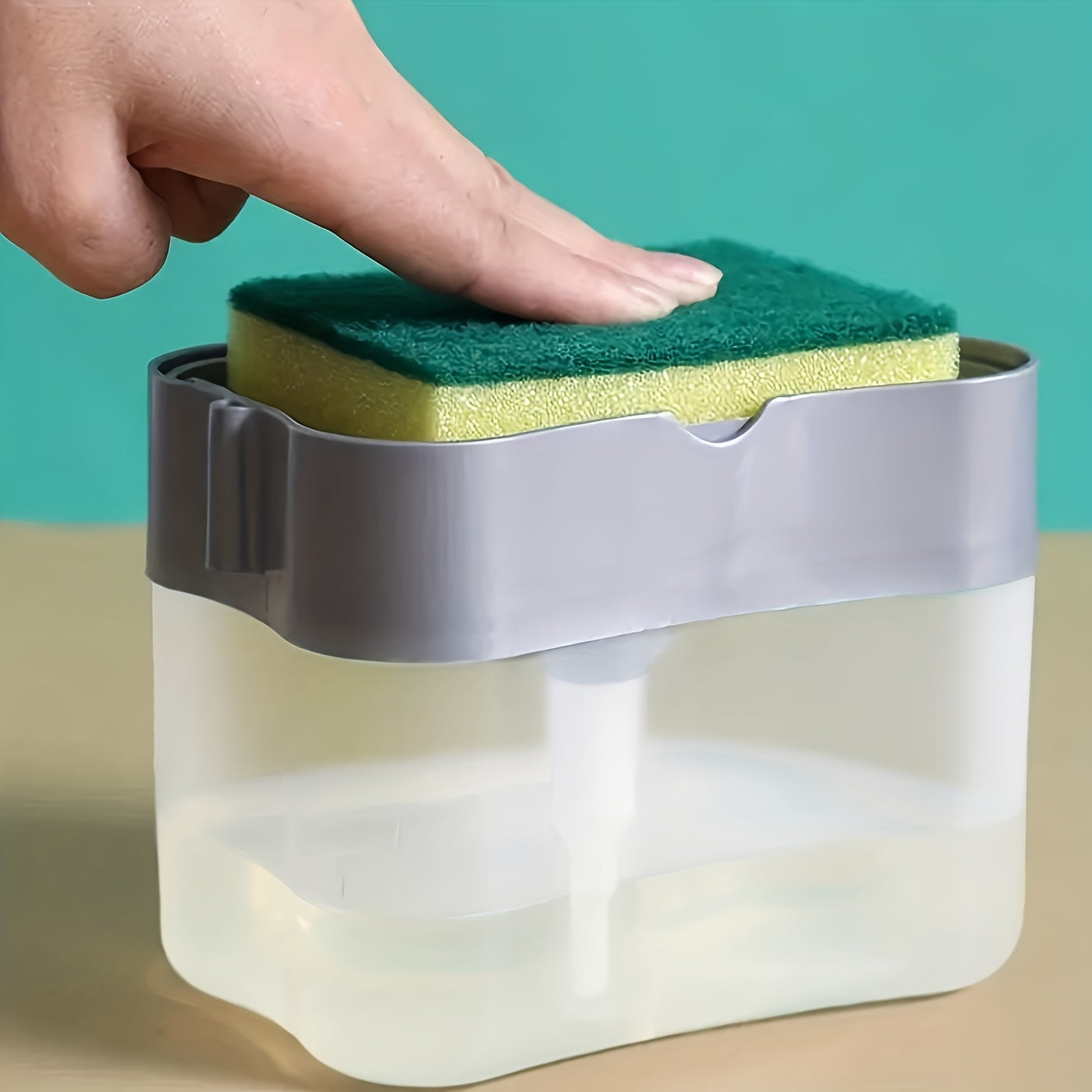 Modern Space-Themed • 1pc ABS Plastic Dish Soap Dispenser • Sponge Holder • Lightweight Square Kitchen Sink Accessory • Hand Wash Only • Solid Color Design NovaCart