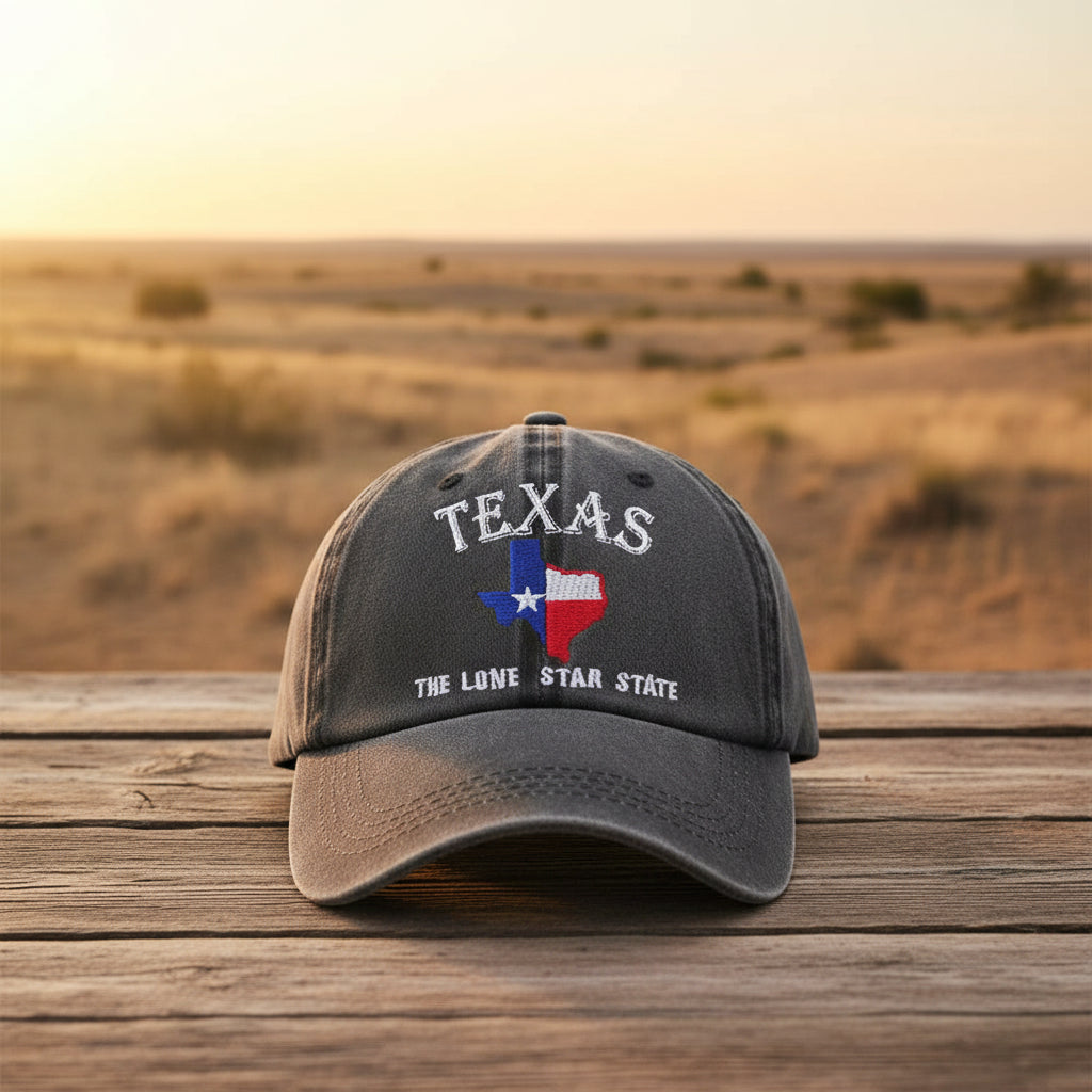 Texas Lone Star Embroidered Vintage Washed Baseball Cap – Adjustable Unisex Hat FitiqueFit