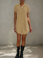 Women’s Retro Casual Corduroy Short Sleeve Shirt Dress FitiqueFit