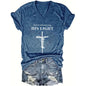 Women's V-Neck T-Shirt Geometric Cross Casual Summer Short Sleeve Top FitiqueFit