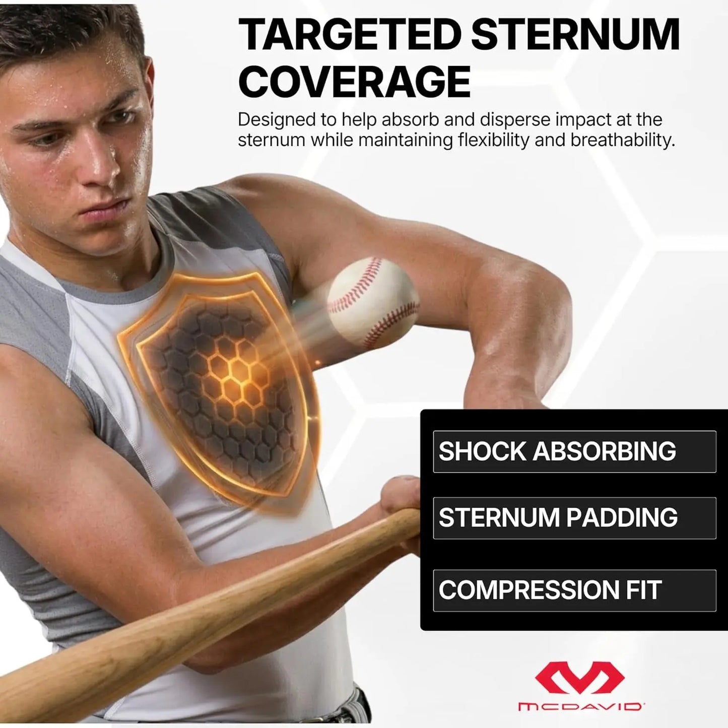 Youth Chest Protector Baseball Heart Guard Sternum Protection Compression Shirt. HEX Padded Shirt