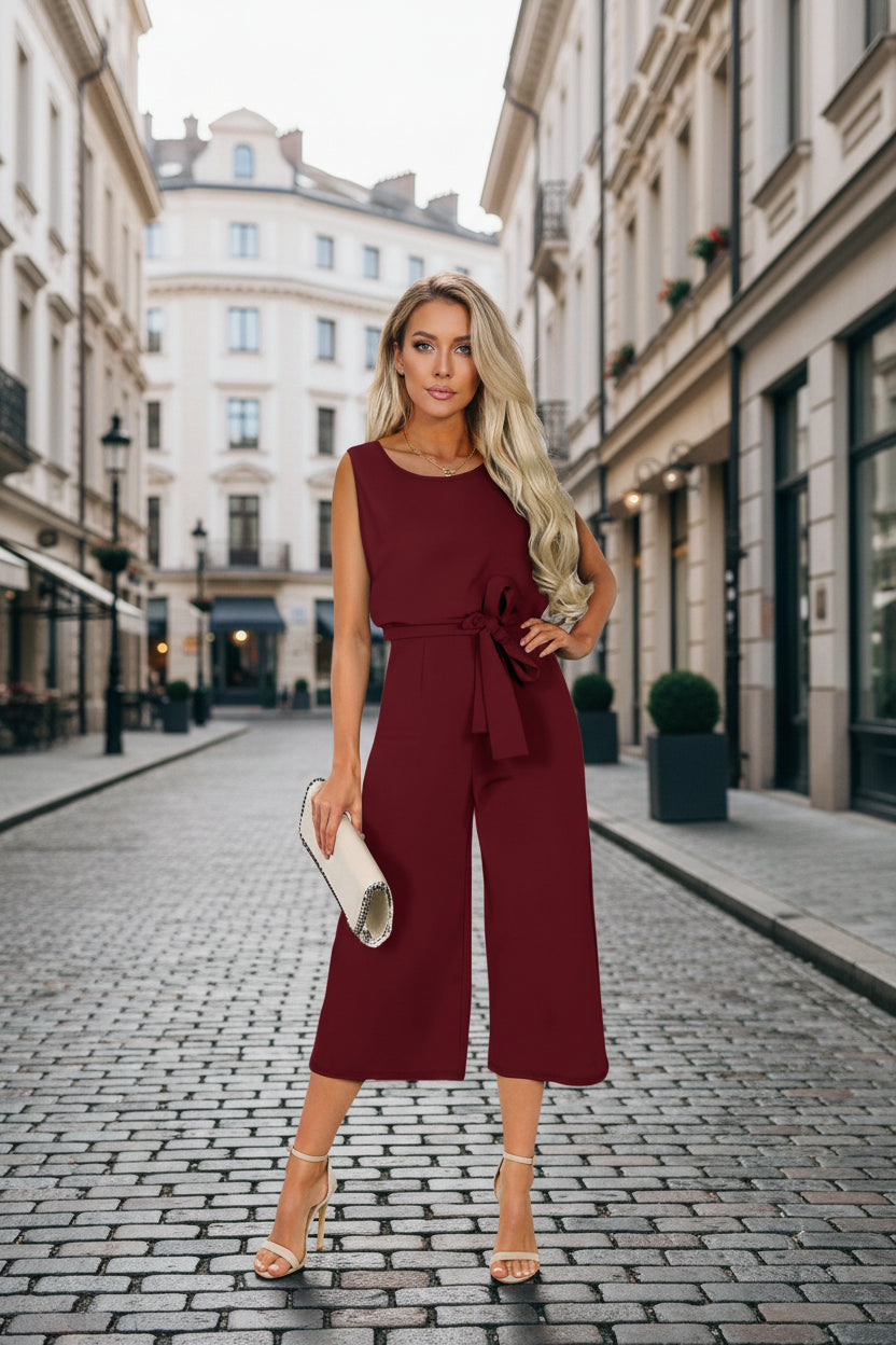 Women's Belted V-Neck Short Sleeve Straight-Leg Jumpsuit – 6 Colors S–2XL FitiqueFit
