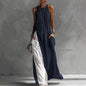 Women's Sleeveless Loose Contrast Color Dress with Pockets FitiqueFit