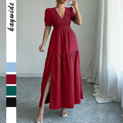 Deep V High Sense Dress Women's Clothing Grayceful LLC