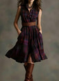 Women's Plaid Collared Sleeveless Fitted Waist Dress FitiqueFit