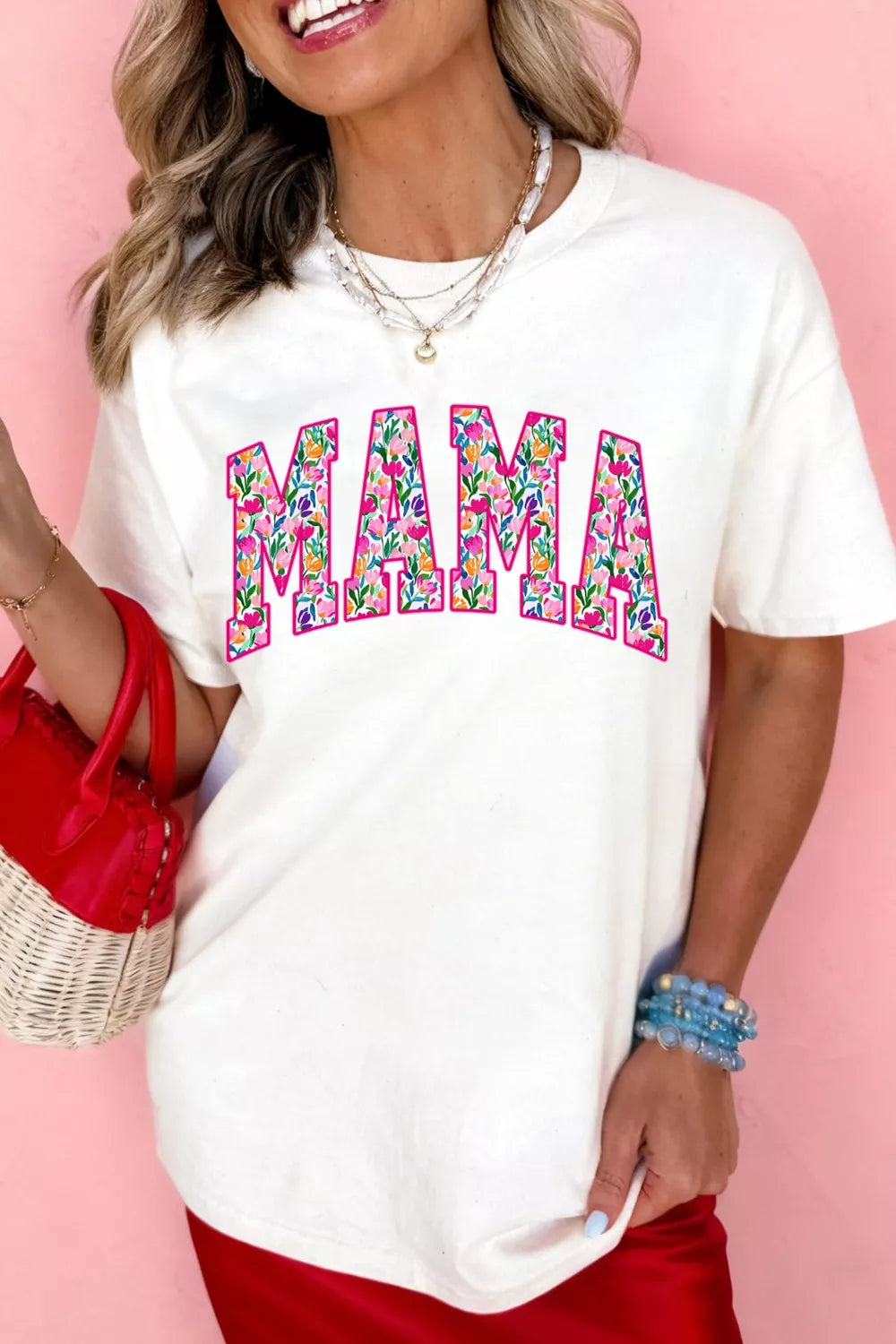 Full Size Floral Mama Graphic Casual Short Sleeve T-Shirt Plus Size New Era Fashion LLc