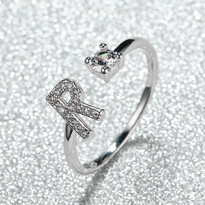Popular Fashion Silvery AZ Letter Ring Initials Wedding Love Couple Rings Bridesmaid Gift NovaCart