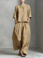 Three-Quarter Sleeve Shirt & Loose Trousers Two-Piece Set FitiqueFit