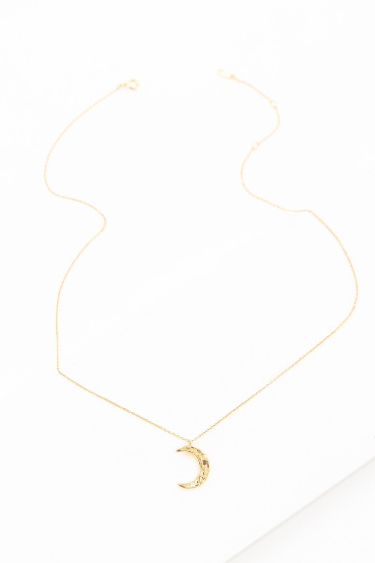 Crescent Moon Hammered Necklace | Gold (14K) Shop Style & More | Fresh Looks, Everyday Deals & Free Shipping