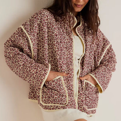 Plus Size Stand Collar Quilted Floral Cotton Coat Jacket Women See size chart under “more details” The Fashion Celestial