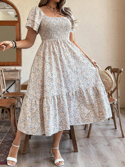 Plus Size Backless Midi Dress – Elegant Pleated Summer Party Dress FitiqueFit