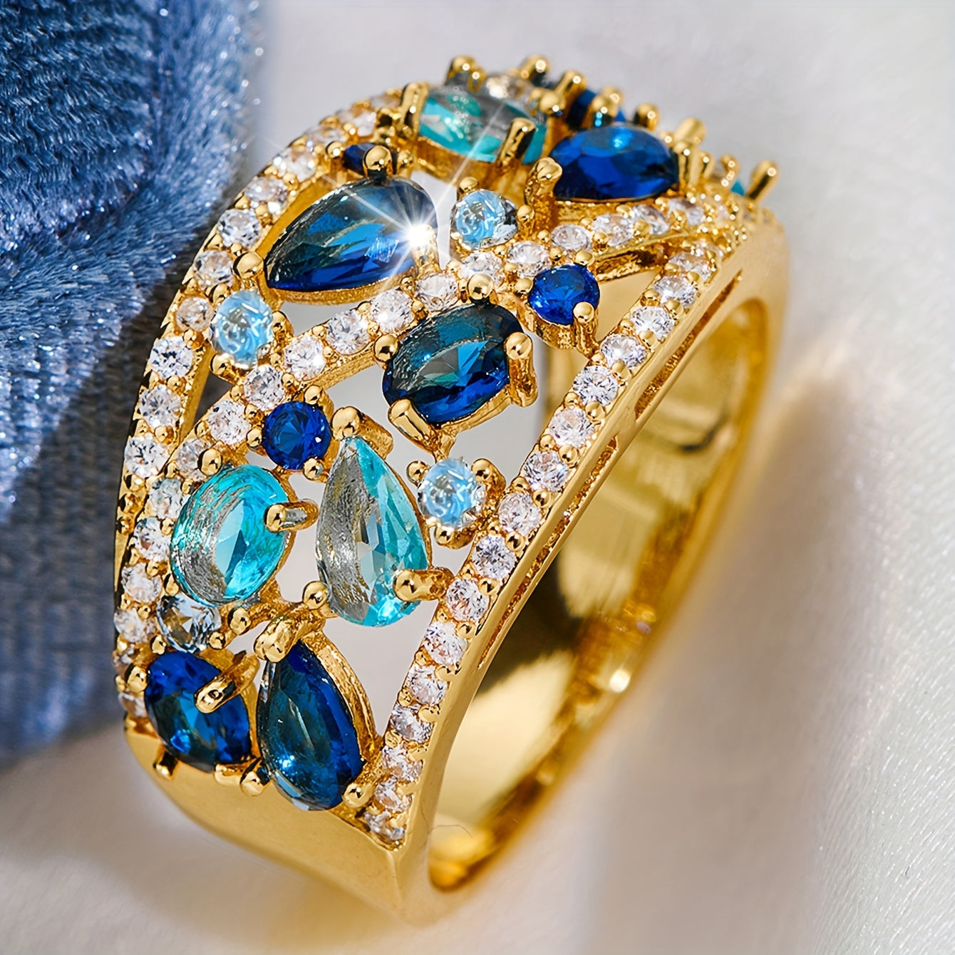 Bohemian Women's Couple Fashion Elegant Glass Synthetic Zirconia Gift Ring NovaCart