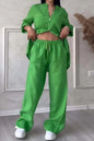 Wide-Leg Pants & Lace-Up Top Two-Piece Set – Solid Color, 12 Colors S–5XL FitiqueFit