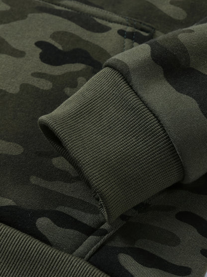Men's Camouflage Loose Pullover Hooded Fleece Sweatshirt for Autumn And Winter, Hooded, Fleece NovaCart