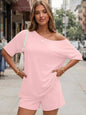Full Size Boat Neck Tee and Shorts Set Plus Size New Era Fashion LLc