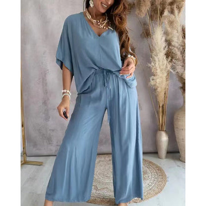 Women’s Lounge Set with Wide Leg Pant FitiqueFit