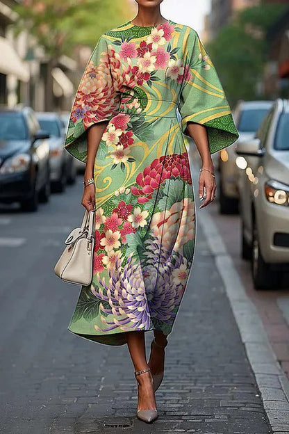 Female Creative Casual Printing Elegant Dress Grayceful LLC