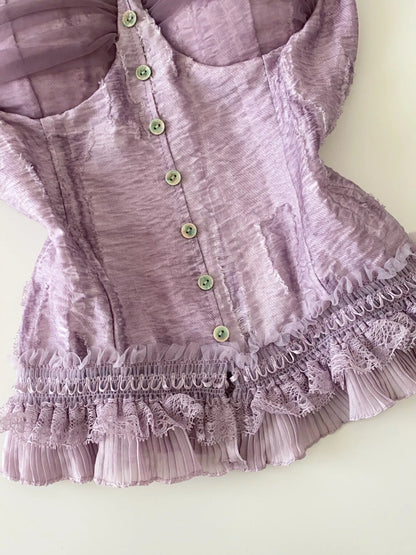 Lace Trimmed Ruffled Hem Tank New Era Fashion LLc