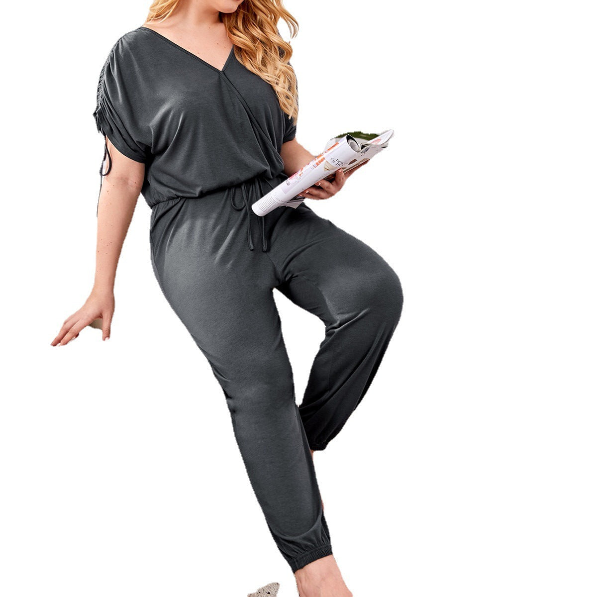 Leisure Fashion Home Wear Short-sleeved Jumpsuit Grayceful LLC