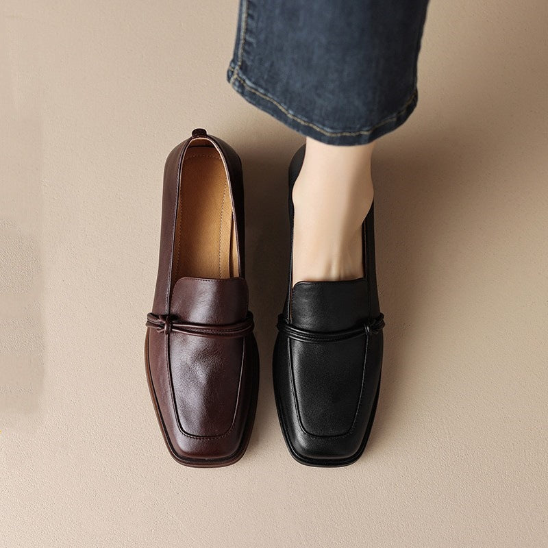 Women’s Retro Minimalist Mid-Heel Leather Shoes FitiqueFit