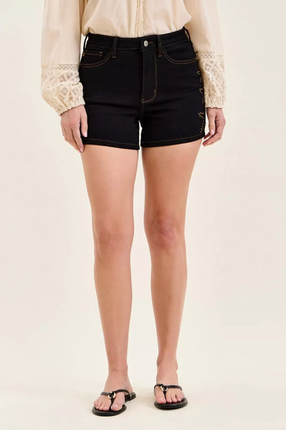 Judy Blue High Waist Slim Denim Short with Star Studded New Era Fashion LLc