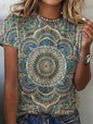 Women's Geometric Print Long Sleeve Loose Casual Tee FitiqueFit