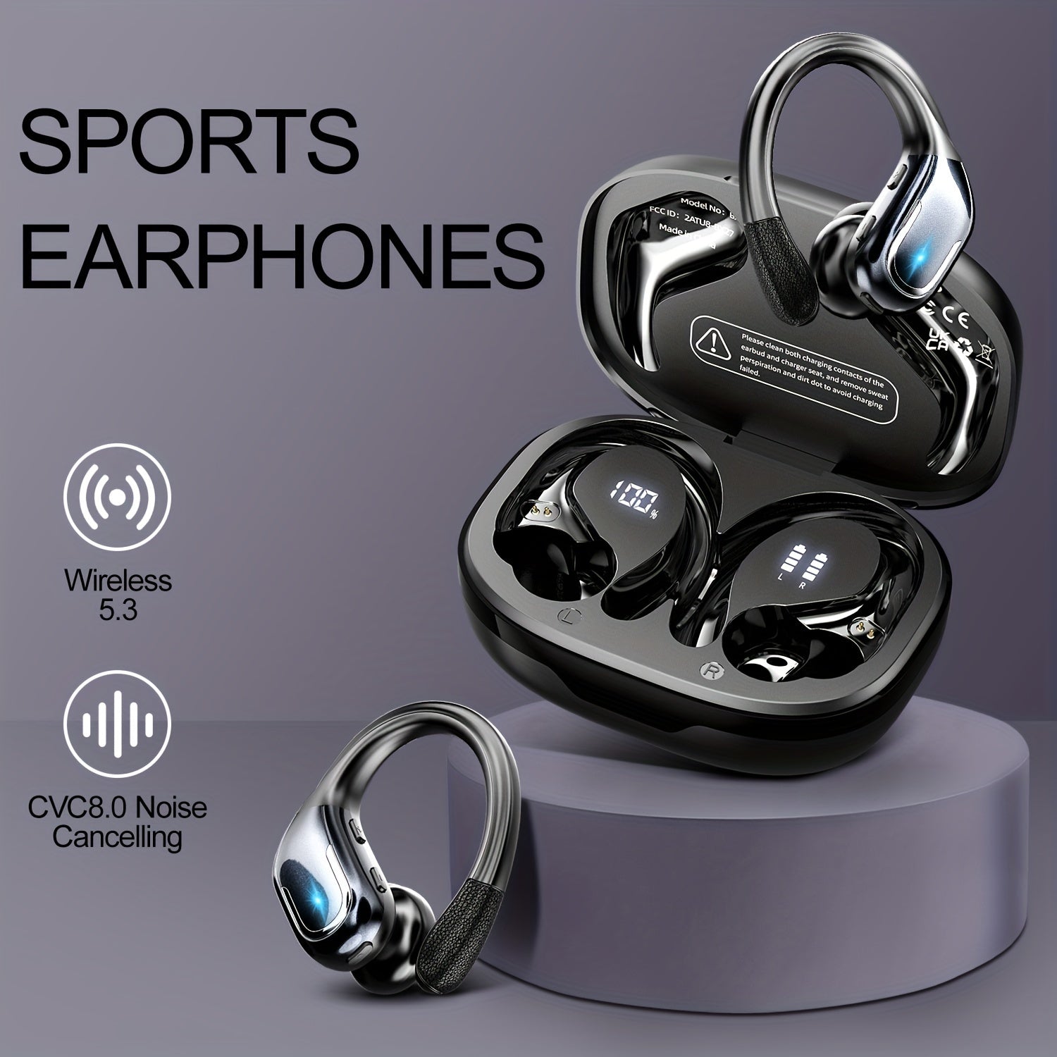 LIFEBEE New Wireless Earbuds for Running Sports, Wireless Earphones with Earhooks Pure Bass Sound, Over Ear Headphones ENC Noise Cancelling with Dual-LED Display, Earphones Built-in Microphone NovaCart