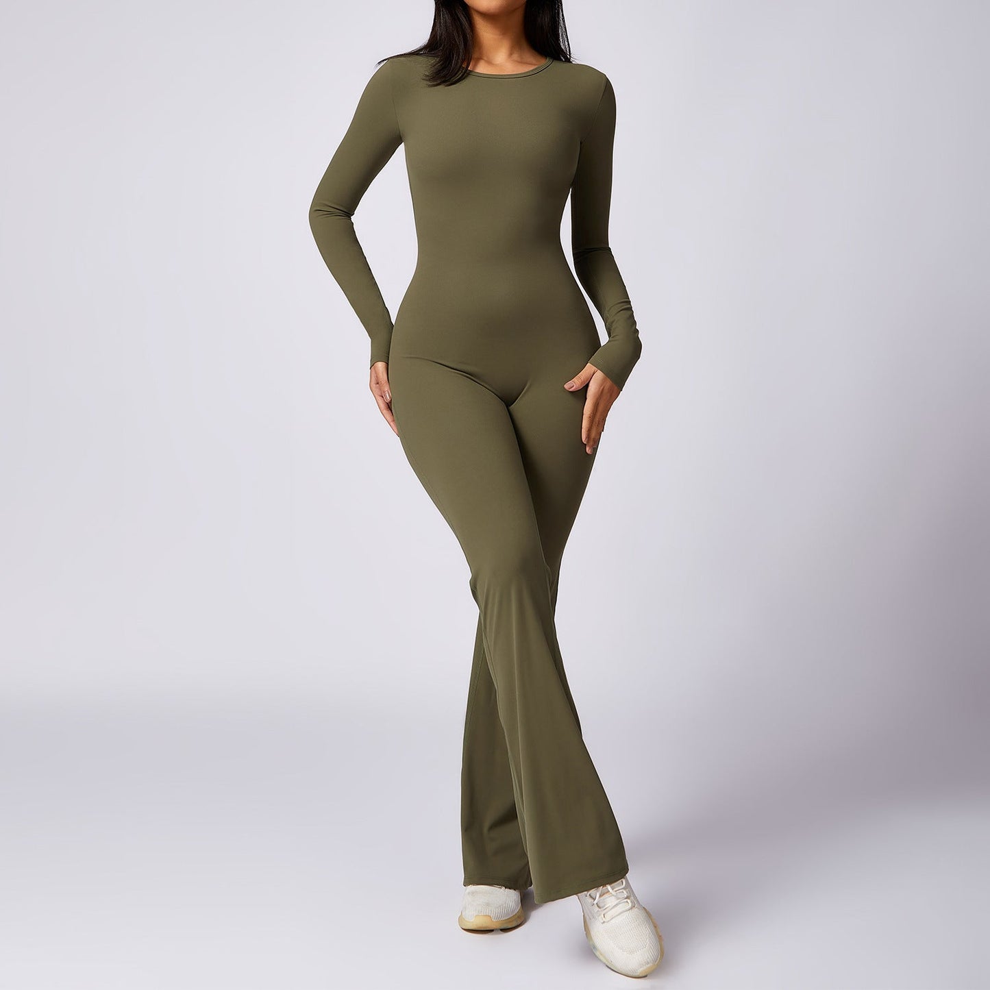 Leisure Horn Long Sleeve Yoga Jumpsuit Tight Quick-drying Sports Workout Grayceful LLC