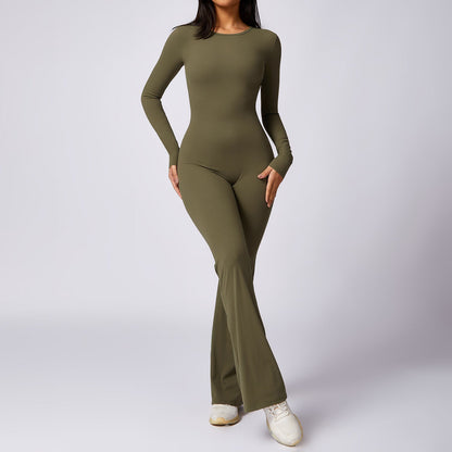 Leisure Horn Long Sleeve Yoga Jumpsuit Tight Quick-drying Sports Workout Grayceful LLC