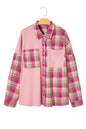 Pink Waffle Patch Pocket Plaid Patchwork Plus Size Shirt Garden Naked Curves