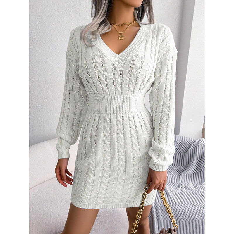 Women’s V-Neck Bodycon Sweater Dress FitiqueFit