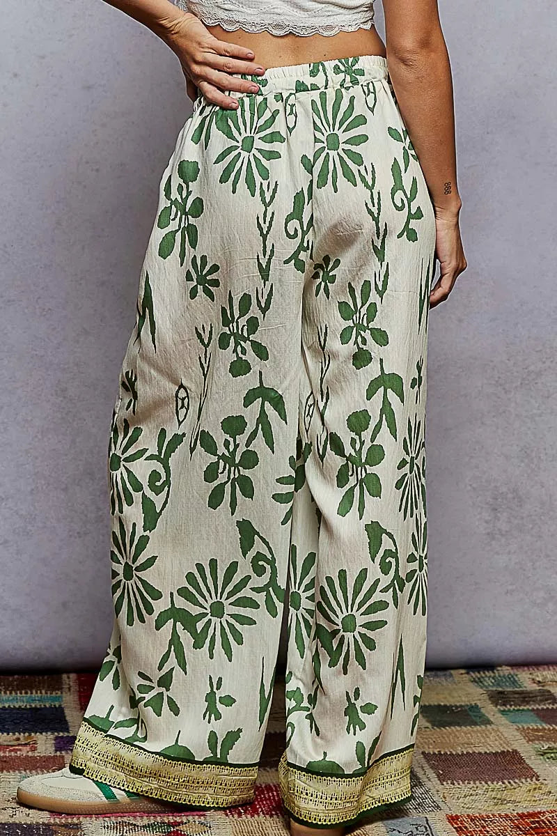 POL Floral Printed Woven Wide Leg Drawstring Pants West2East Surf