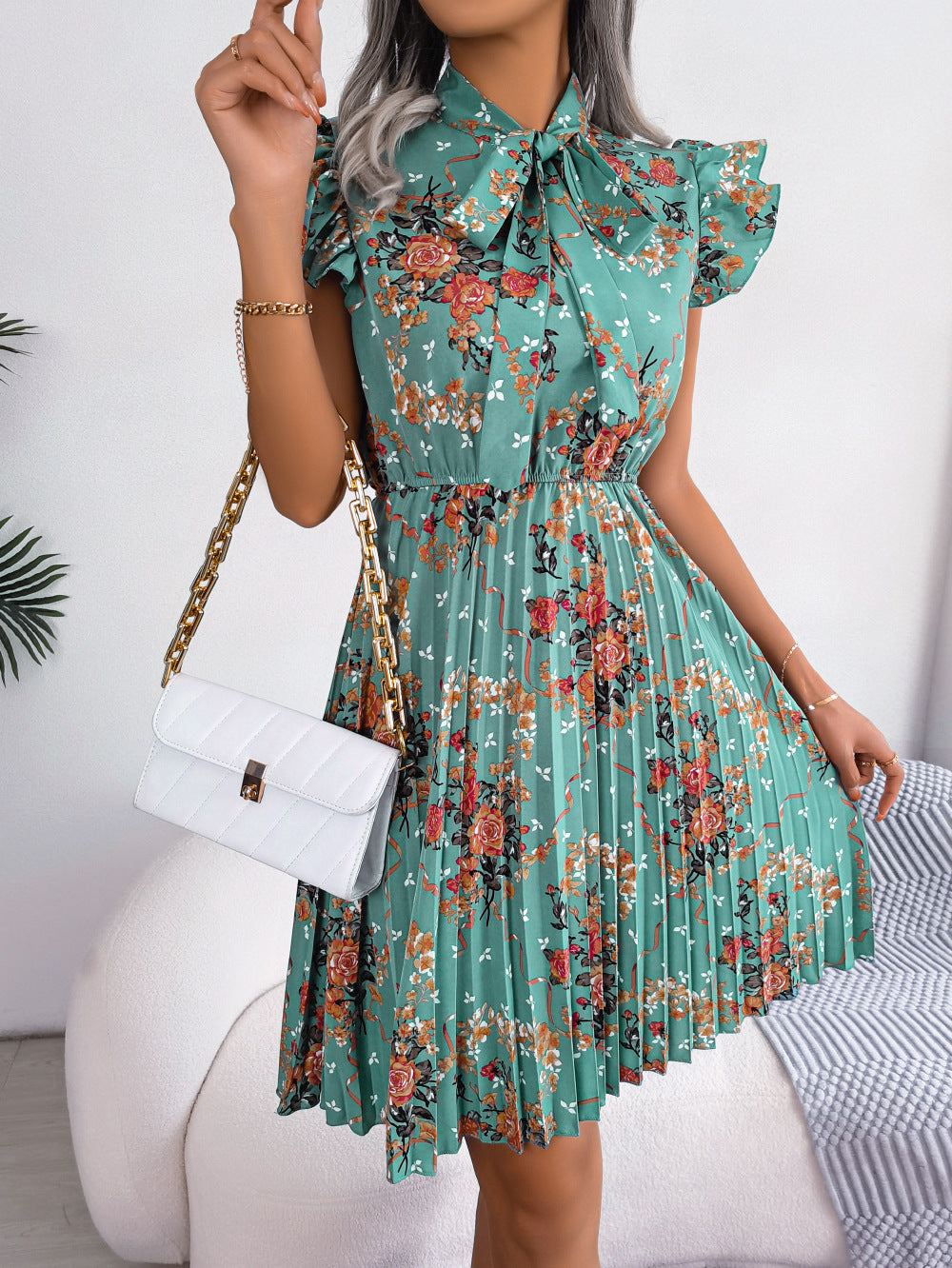 🌸 Dignified Flowers Lace-Up Waist Pleated Maxi Skirt FitiqueFit