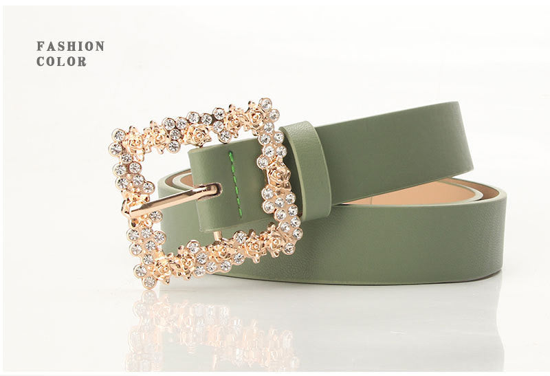 2023 Women'S Fashion Accessory, Elegant Alloy Rhinestone Pin Buckle Belt, Versatile Dress Decorative Accessory, Casual & Sporty Style, Hand Washable - Ideal for Weekend and Festive Occasions, Weekend Casual Wear|Elegant Acces NovaCart