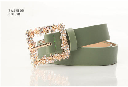 2023 Women'S Fashion Accessory, Elegant Alloy Rhinestone Pin Buckle Belt, Versatile Dress Decorative Accessory, Casual & Sporty Style, Hand Washable - Ideal for Weekend and Festive Occasions, Weekend Casual Wear|Elegant Acces NovaCart