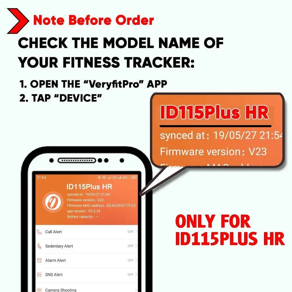 Upgrade Your Fitness Journey with Veryfitpro ID115Plus HR Replacement Bands - Durable, Stylish, and Comfortable in Black