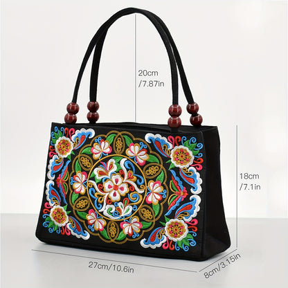 Embroidered Handbag, Double Zipper Bag, Women's Printed Handbag NovaCart