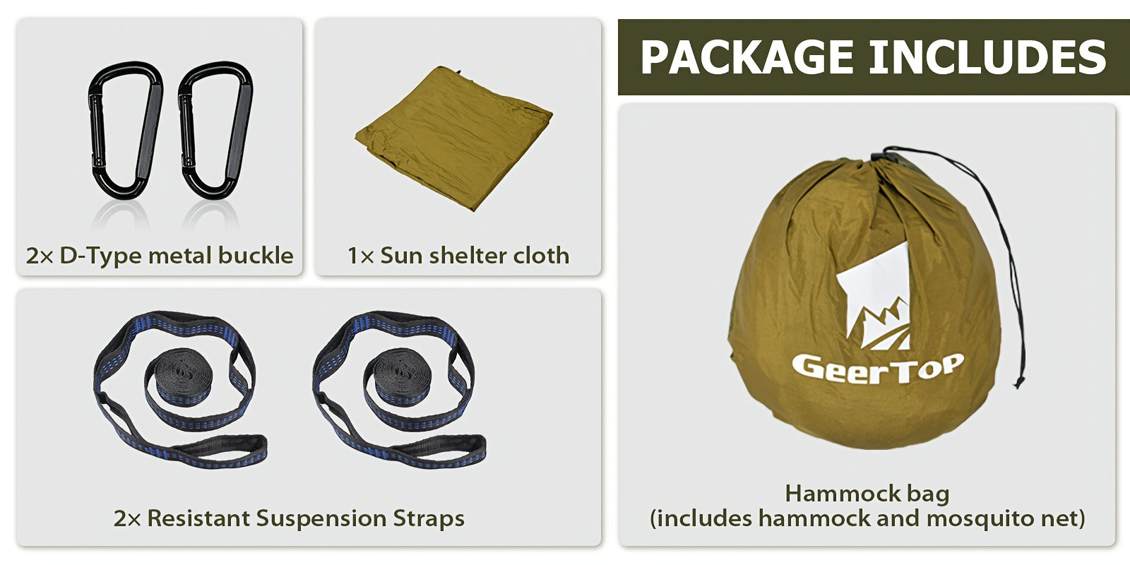 [3-in-1 Hammock] GEERTOP 3-in-1 Outdoor Hammock | Double Sleep Rest Camping Hammock with Mosquito Net Sun Shelter for Backpacking Travel Garden Park NovaCart