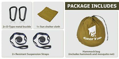 [3-in-1 Hammock] GEERTOP 3-in-1 Outdoor Hammock | Double Sleep Rest Camping Hammock with Mosquito Net Sun Shelter for Backpacking Travel Garden Park NovaCart