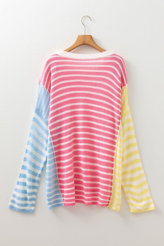 Plus Size Stripe Reverse Seam Colorblock Sweater Shop Style & More | Fresh Looks, Everyday Deals & Free Shipping