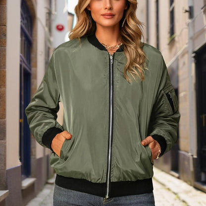 Minimalist Color-Block Stand-Collar Zip Jacket FitiqueFit