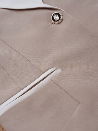 Women’s Contrasting Color Blazer – Elegant Button Formal Jacket FitiqueFit