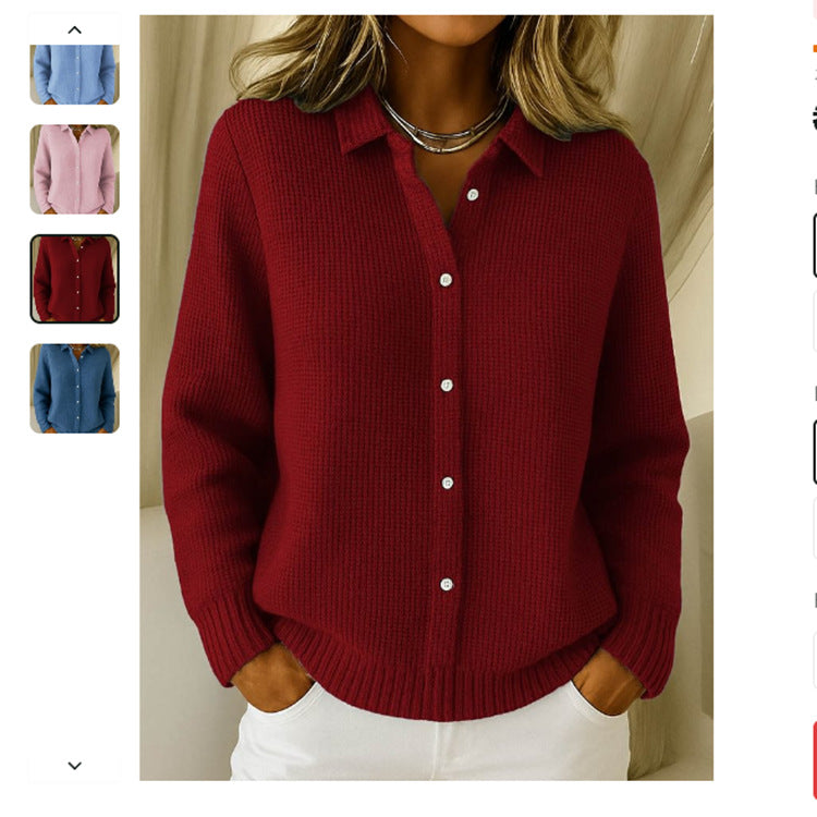 Casual Fashion Button Knitted Lapel Sweater For Women Long Sleeve Knitted Sweaters Tops Winter Jumper See size chart under “more details” The Fashion Celestial