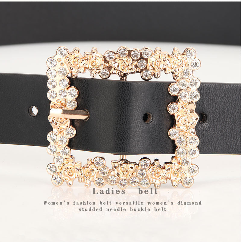 2023 Women'S Fashion Accessory, Elegant Alloy Rhinestone Pin Buckle Belt, Versatile Dress Decorative Accessory, Casual & Sporty Style, Hand Washable - Ideal for Weekend and Festive Occasions, Weekend Casual Wear|Elegant Acces NovaCart