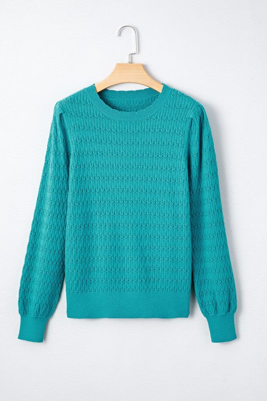 Solid Knit Ribbed Cuff Crewneck Sweater Shop Style & More | Fresh Looks, Everyday Deals & Free Shipping